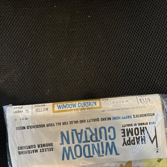 Vtg 1960's Vinyl Window Curtain Sierra Yellow 66 x 45 Inch Happy Home Woolworth - Picture 8 of 9